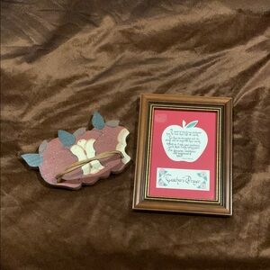 Brown Framed Teacher's Prayer Plaque & Wooden Apple Towel Holder (Handmade)❤️